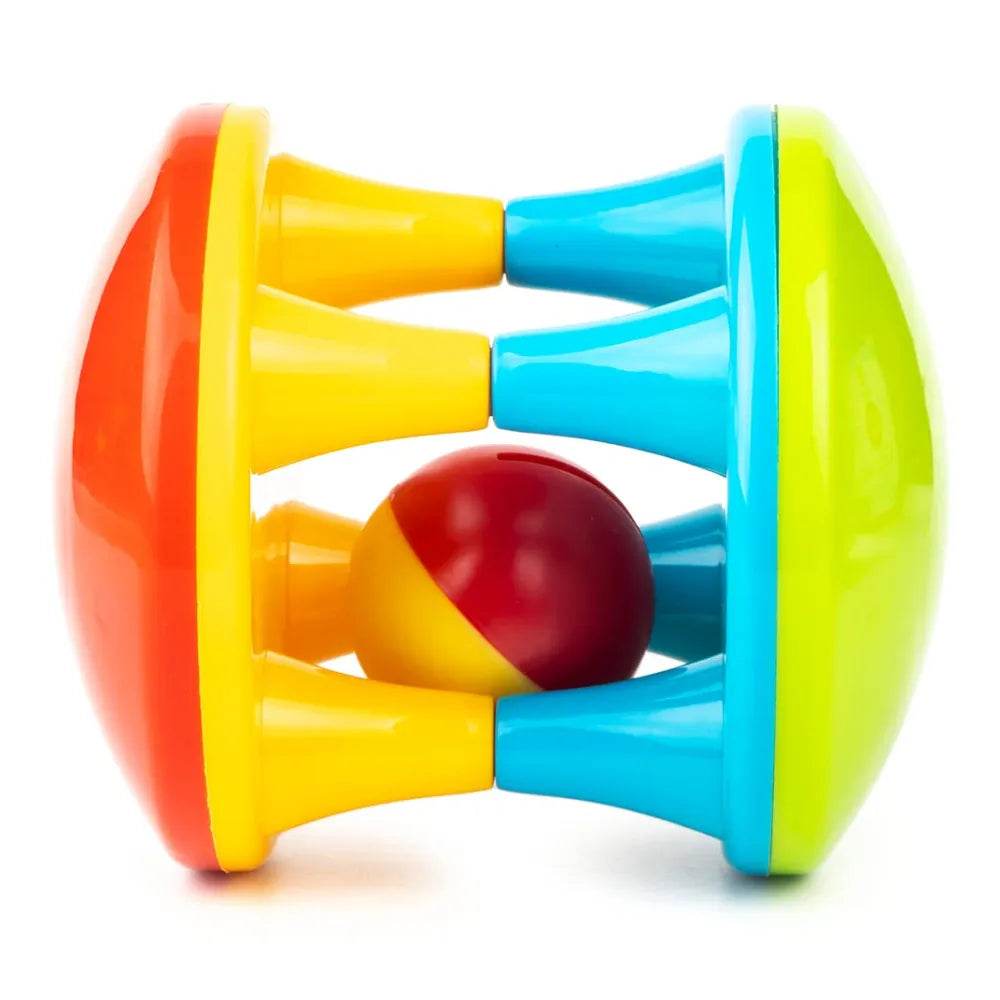 Colorful Ratnas musical roller for babies toy with bright yellow, blue, orange, and red parts