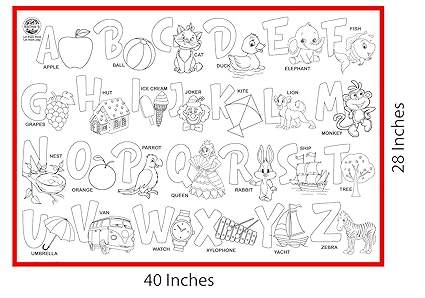 Ratna's My Coloring Mat Alphabets & Pictures Printed Mat of Size 40 x 27 Inches, Washable & Reusable Colouring Kit for Kids 3+ Years - T-Rex the toyland Sitamarhi