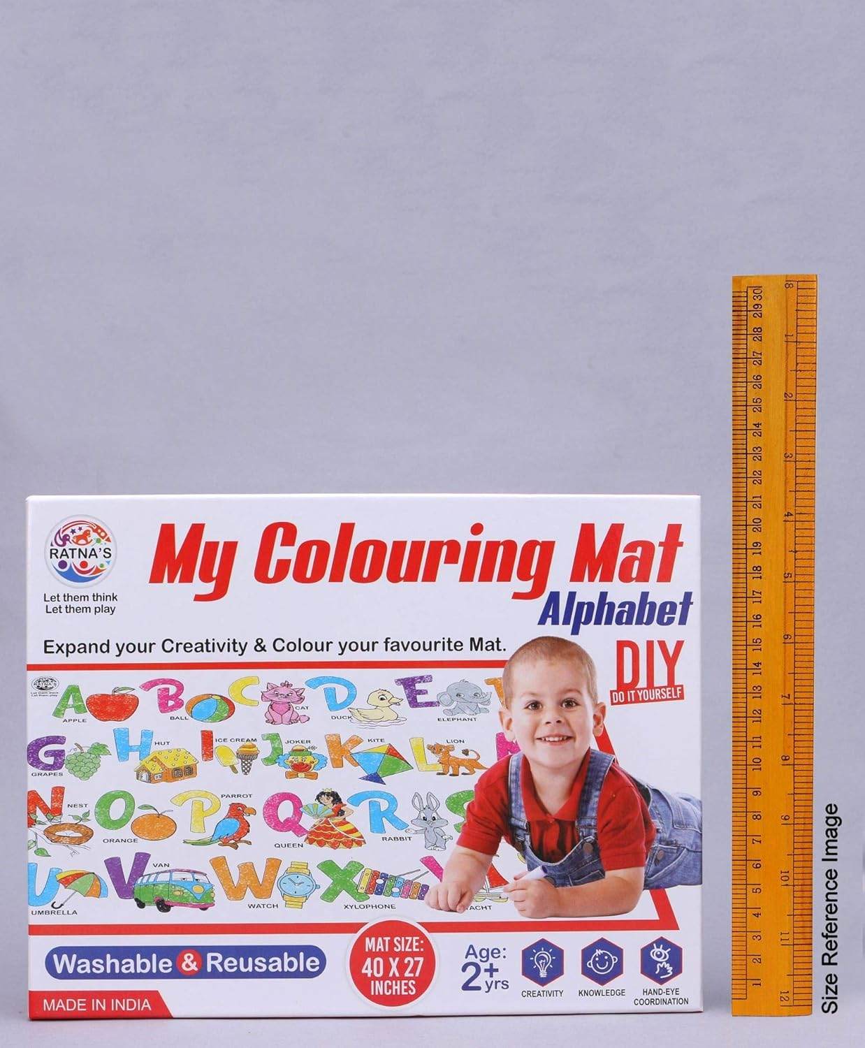 Ratna's My Coloring Mat Alphabets & Pictures Printed Mat of Size 40 x 27 Inches, Washable & Reusable Colouring Kit for Kids 3+ Years - T-Rex the toyland Sitamarhi
