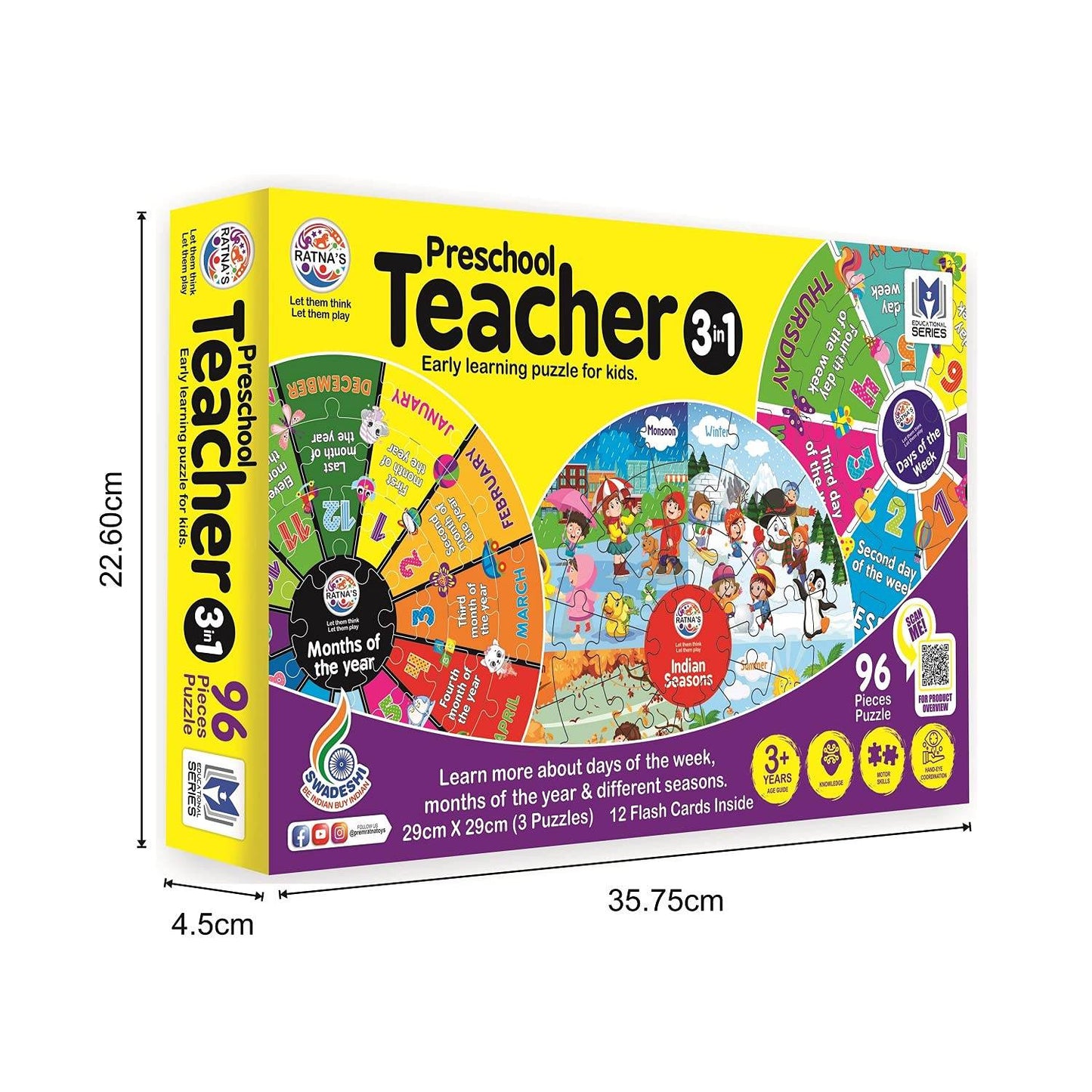 Preschool educational puzzle for kids by T-Rex the toyland Sitamarhi with 3-in-1 teacher learning set