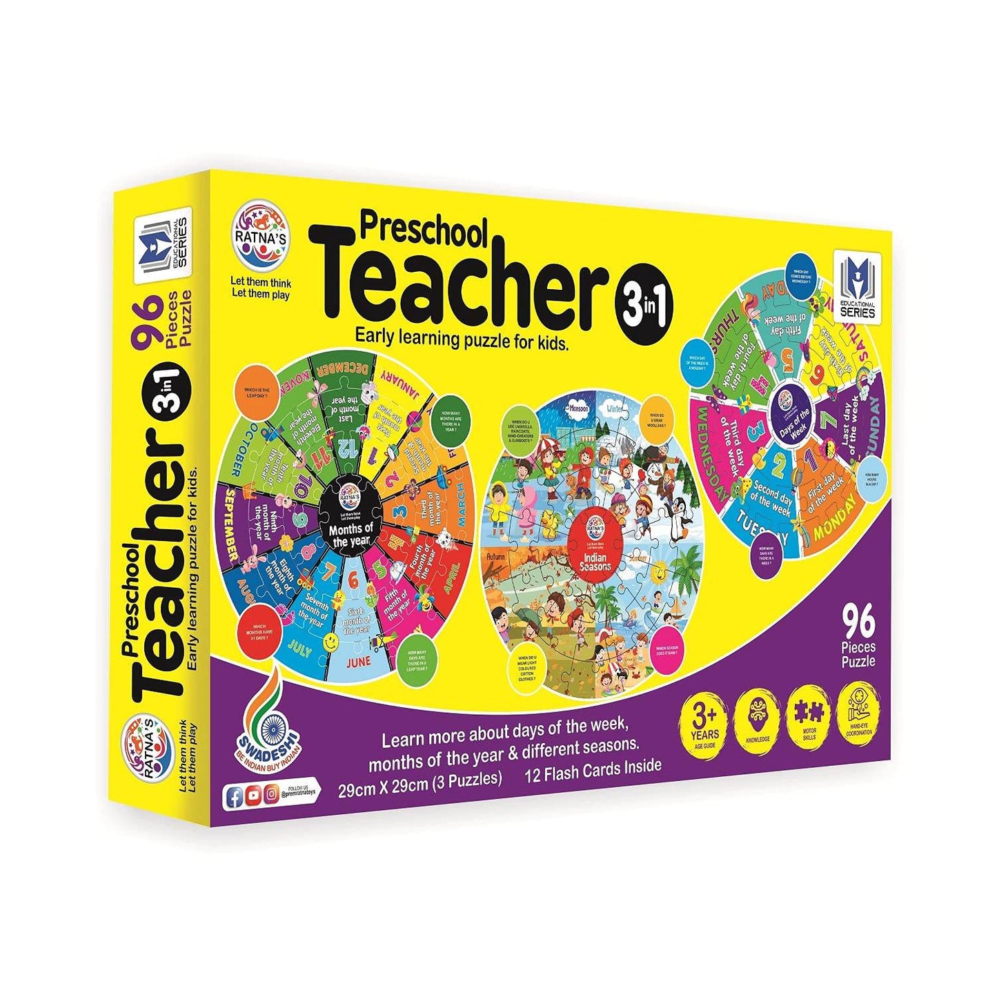 Preschool educational puzzle for kids with 96 pieces teaching days, months, and seasons by T-Rex the toyland Sitamarhi