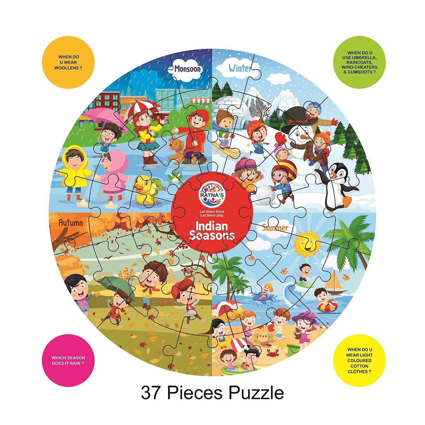 Indian seasons 37 pieces preschool educational puzzle for kids by T-Rex the toyland Sitamarhi