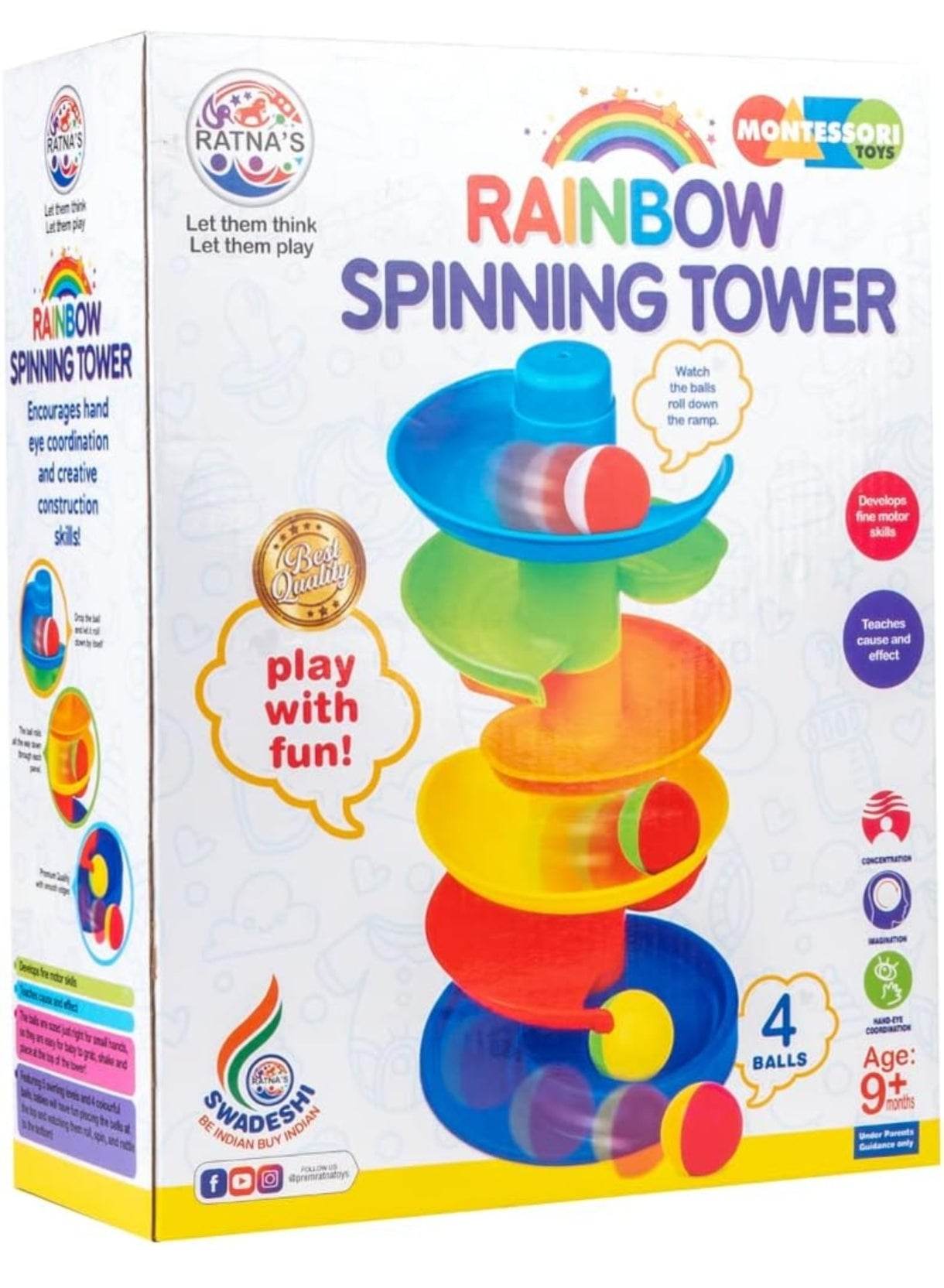 Ratnas Rainbow Spinning Tower Colorful Ball Toy - T-Rex the toyland Sitamarhi