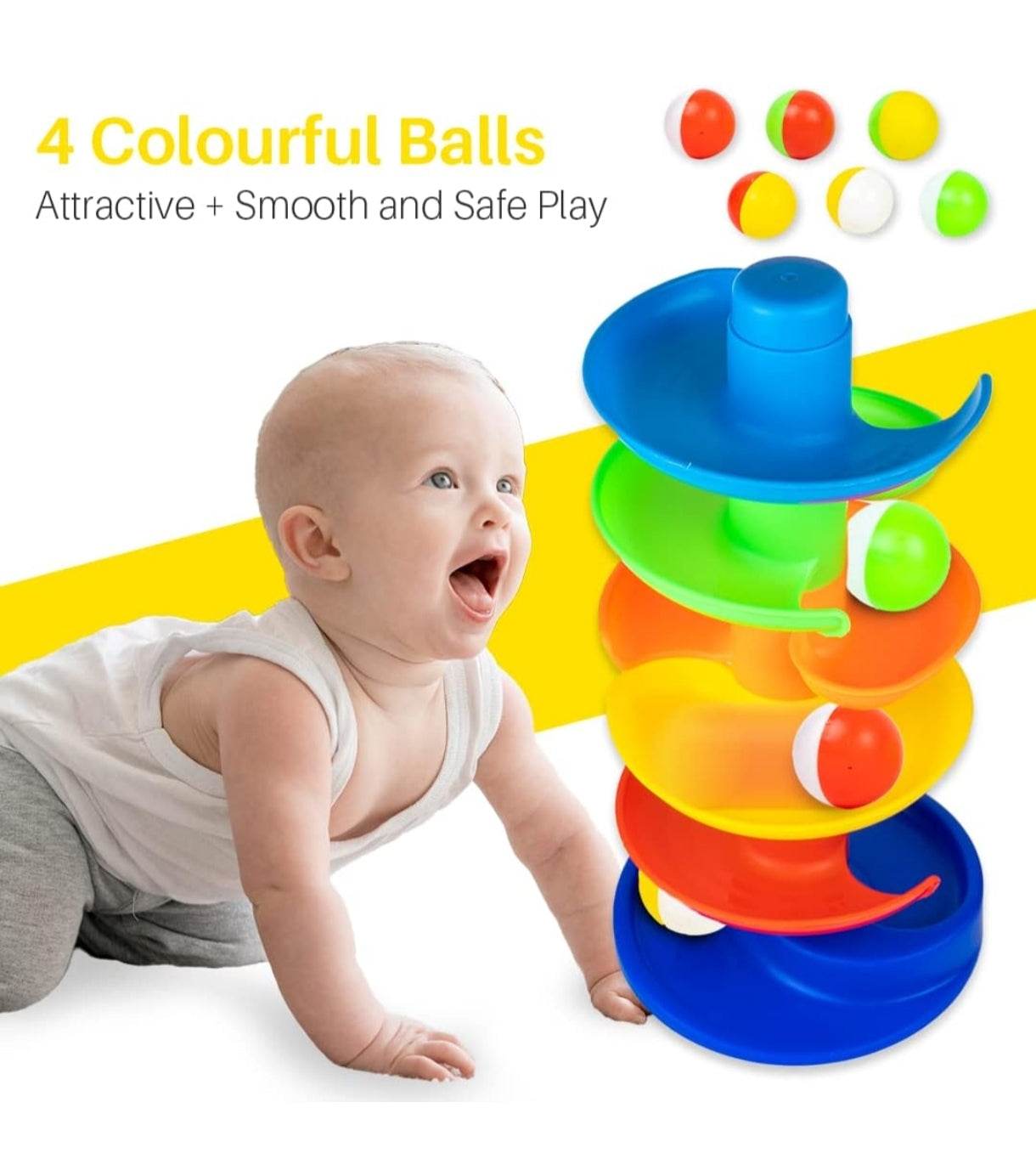 Ratnas Rainbow Spinning Tower Colorful Ball Toy - T-Rex the toyland Sitamarhi