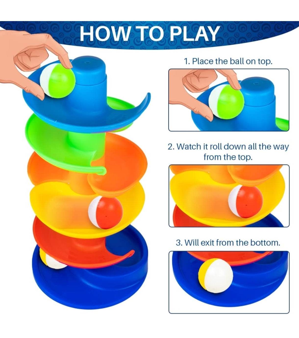 Ratnas Rainbow Spinning Tower Colorful Ball Toy - T-Rex the toyland Sitamarhi