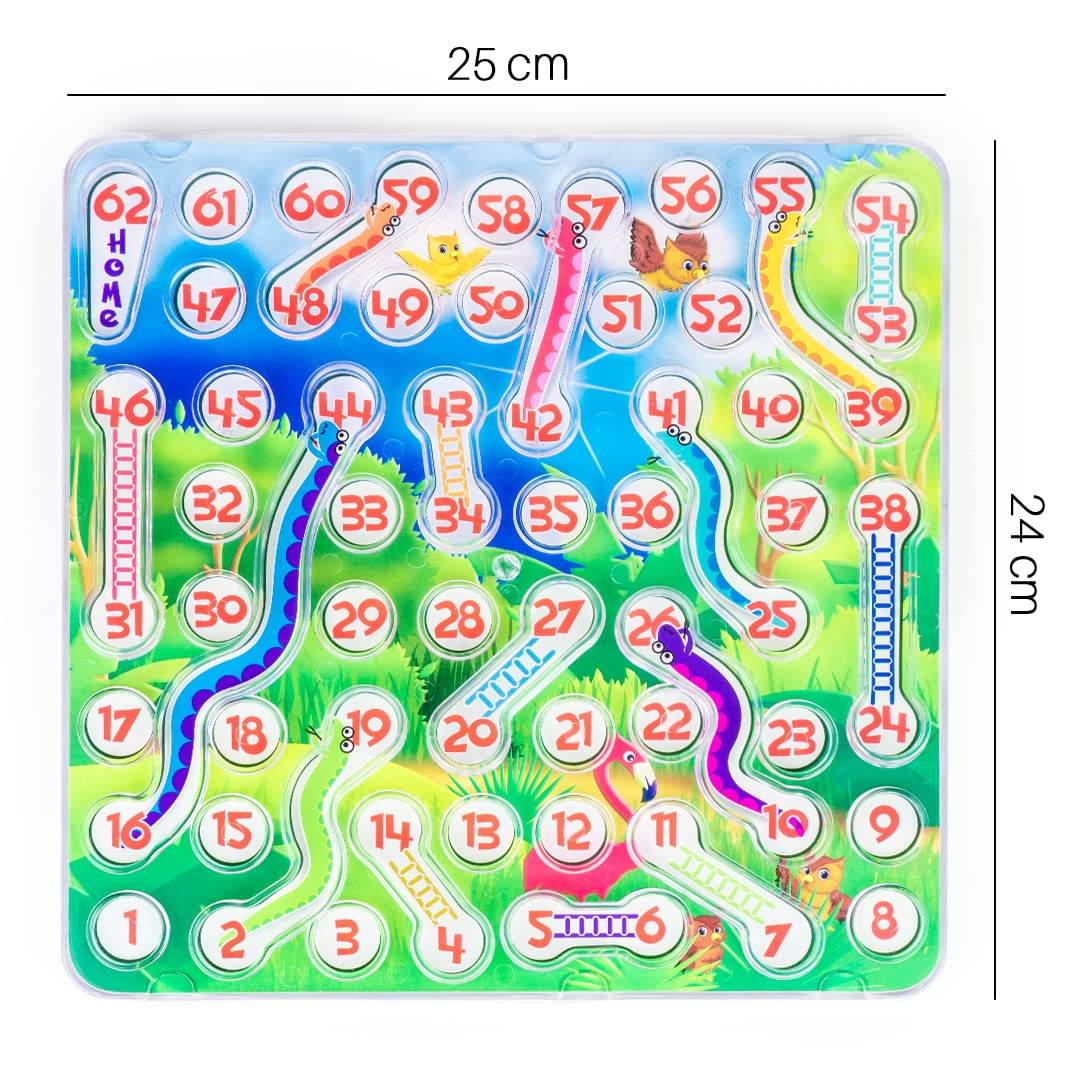 Prem Ratna rolling snakes and ladders board game with colorful snakes and ladders on a 25 by 24 cm board