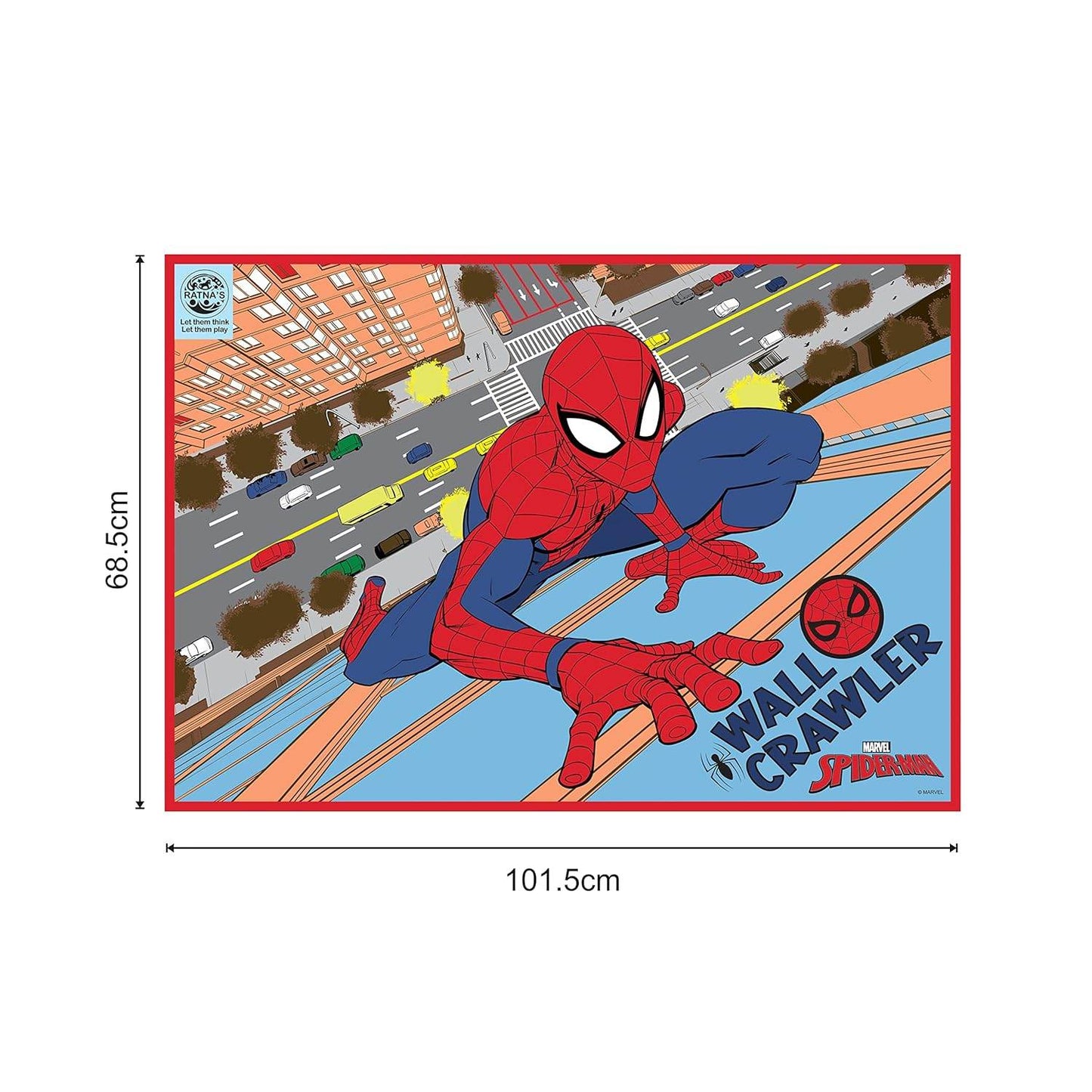 Spiderman coloring mat for kids featuring Wall Crawler design climbing a building