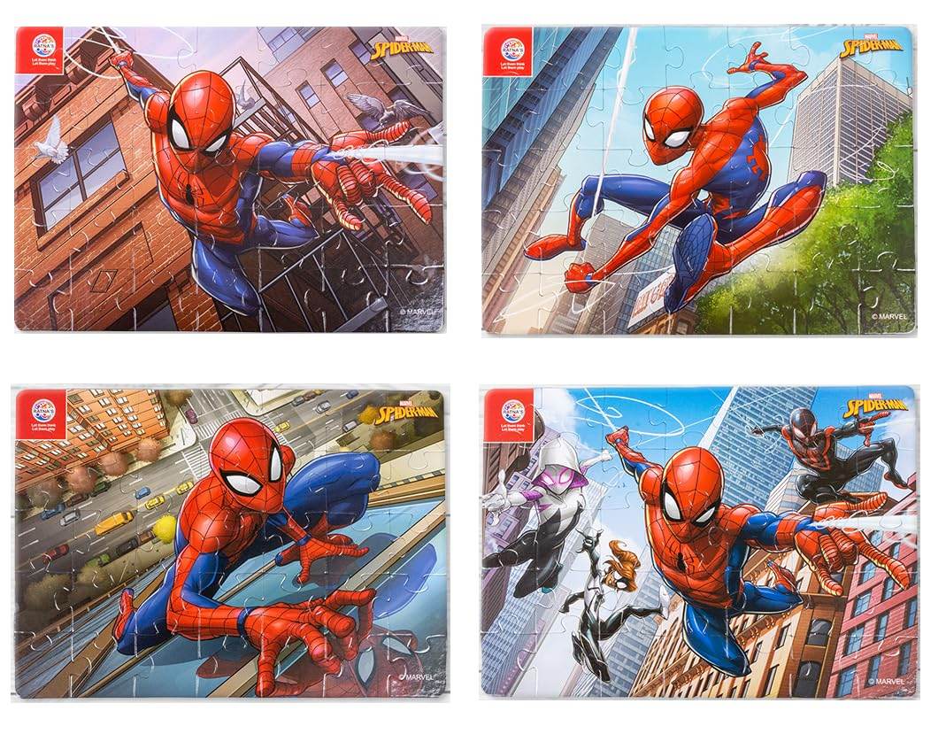 Prem Ratan Spiderman jigsaw puzzle for kids featuring Spiderman in action across cityscapes
