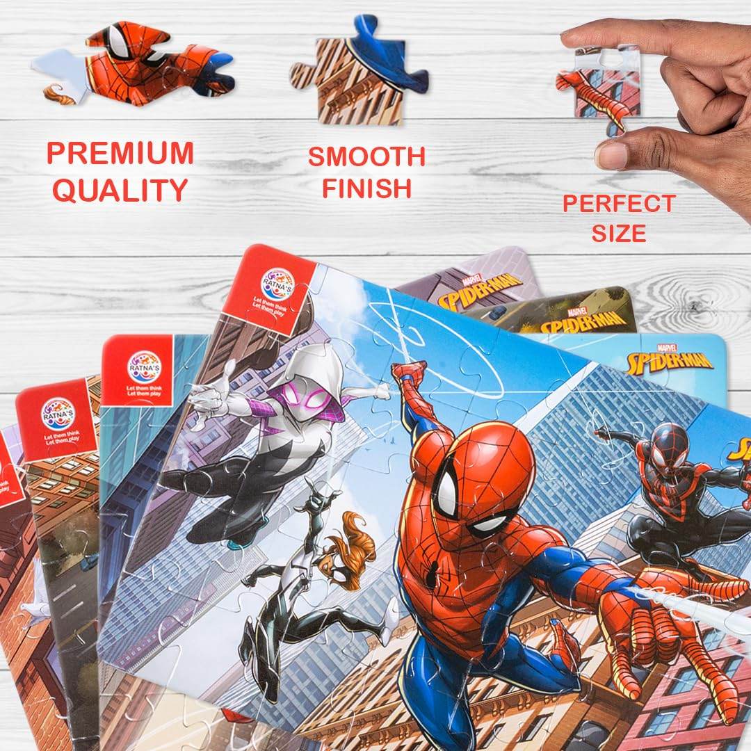 Spiderman jigsaw puzzle for kids featuring vibrant superhero design with premium quality and smooth finish