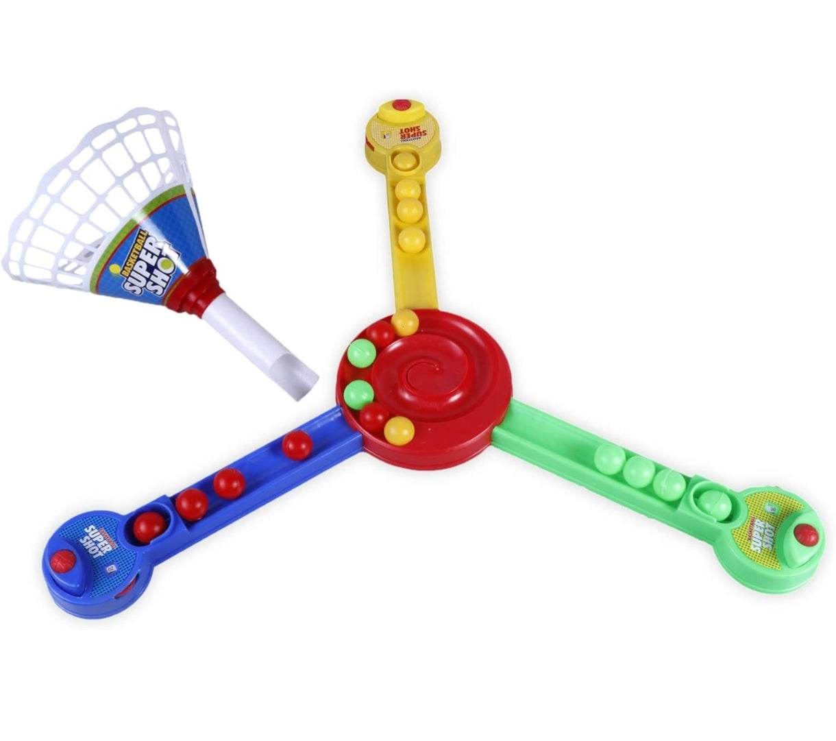 Prem Ratna super shot basketball game for kids with colorful ball launchers and a net basket