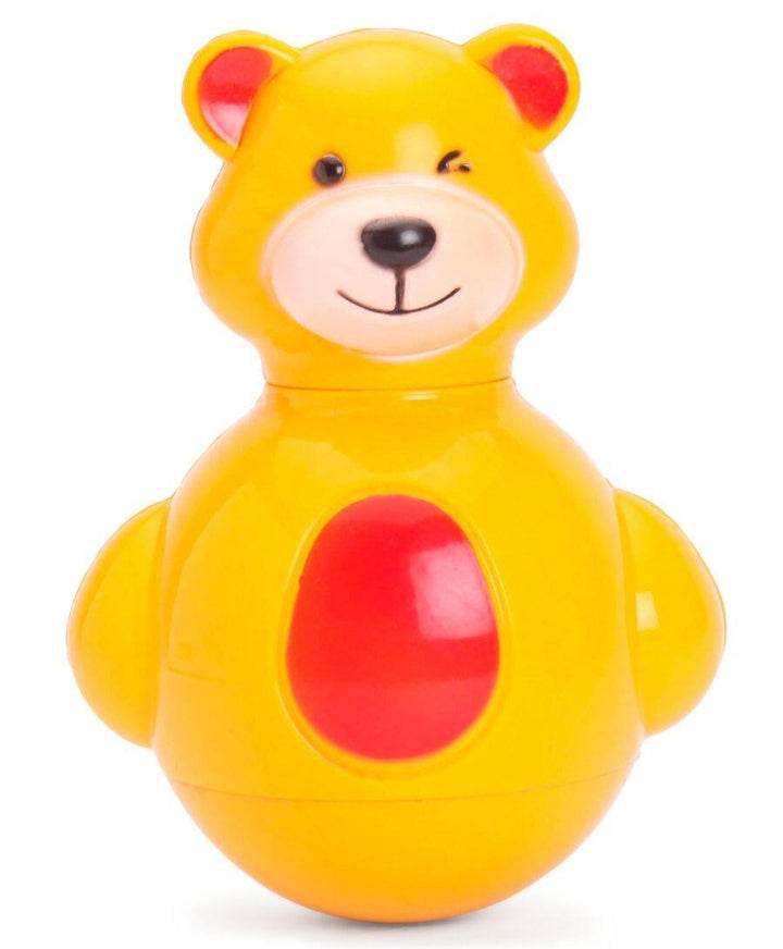 RATNA'S Teddy Roly Poly Push and Shake Wobbling Bell Sounds Musical Rattle - T-Rex the toyland Sitamarhi
