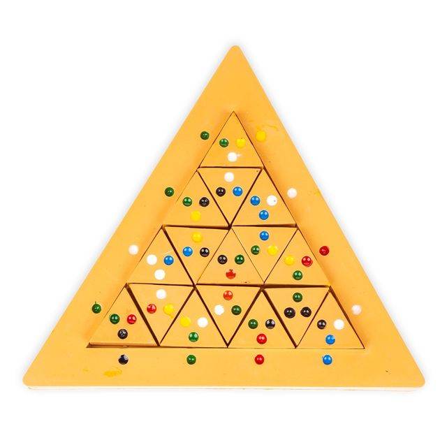 Triangle color match puzzle wooden educational toy with colorful dots for kids learning