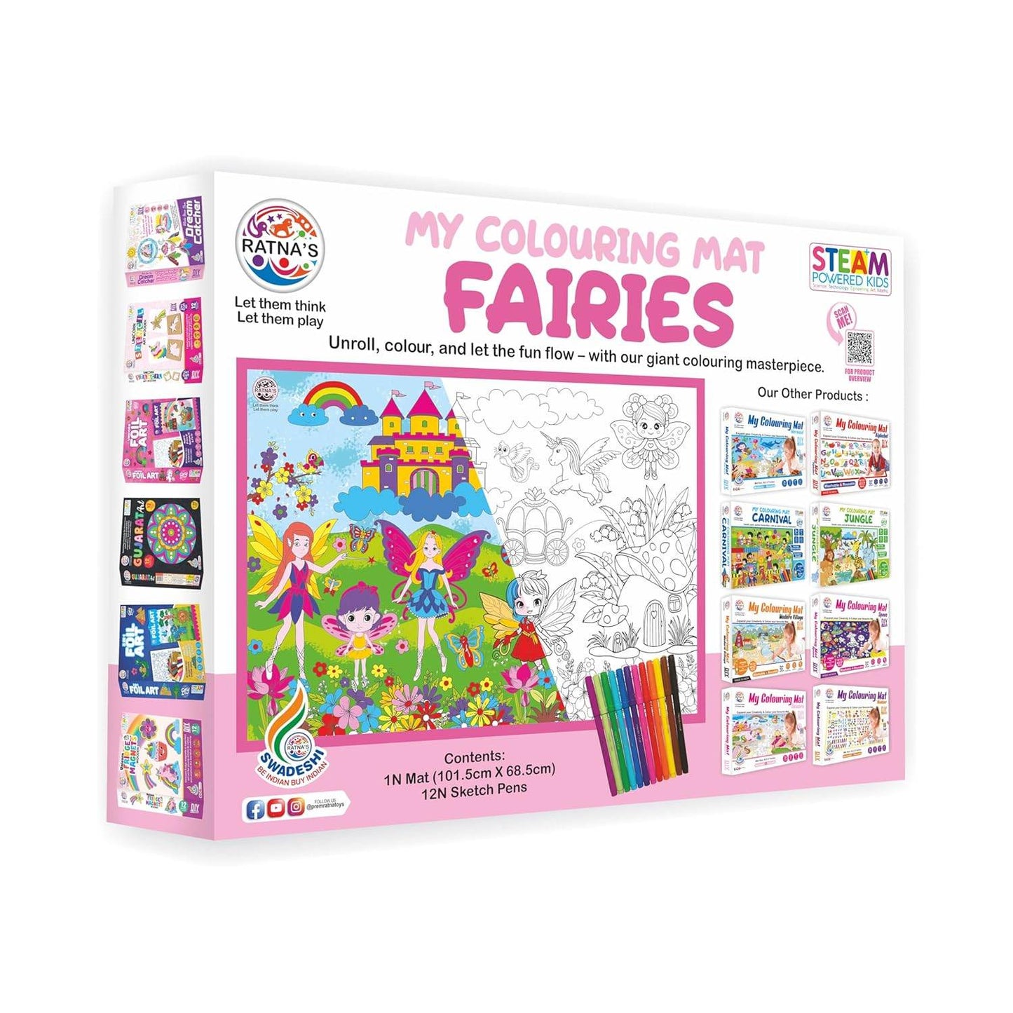 Washable coloring mat fairies by T-Rex the toyland Sitamarhi with colorful fairy illustrations and sketch pens