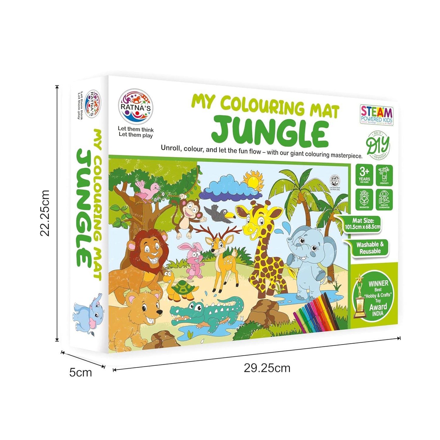 Washable coloring mat for kids Jungle theme with animals and reusable features by T-Rex the toyland Sitamarhi