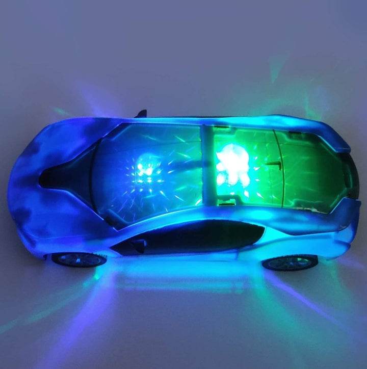 T-Rex The Toyland remote control car with lights glowing blue and green from the top view