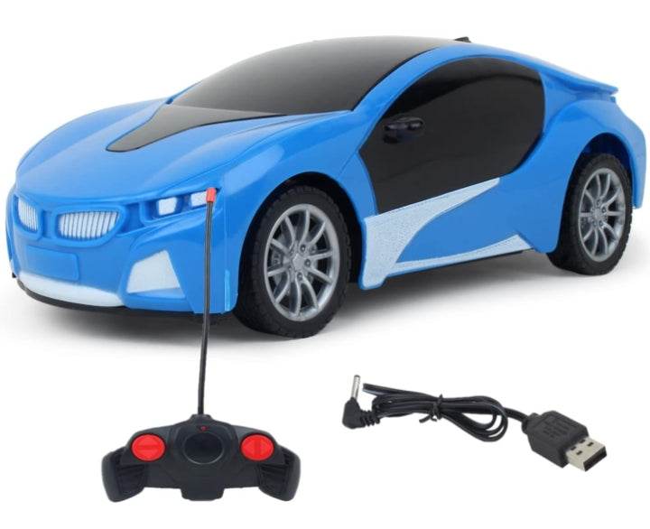 T-Rex The Toyland blue remote control car with lights and black remote control with USB charging cable