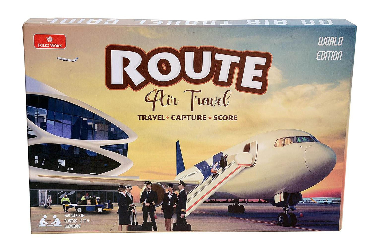 Route Air Travel board game by Folks Work featuring airplane and airport scene on the cover
