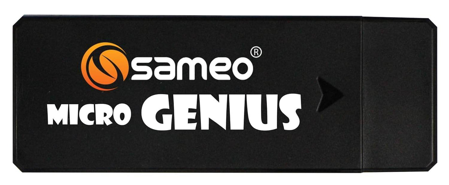 Sameo Micro Genius 8 bit HDMI gaming console for kids in compact black design
