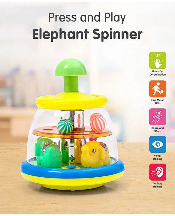 SHOOTING STAR Plastic Non Toxic Push and Spin Elephant and Ball 0 to 24M+ - T-Rex the toyland Sitamarhi