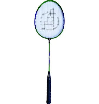Badminton racket with a brand logo on a white background