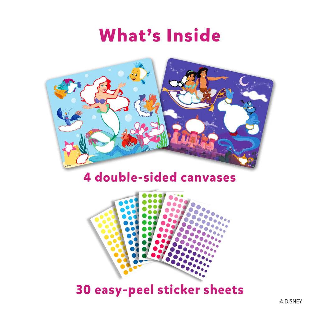 Disney Princess sticker art kit by Skillmatics with 4 double-sided canvases and 30 easy-peel sticker sheets
