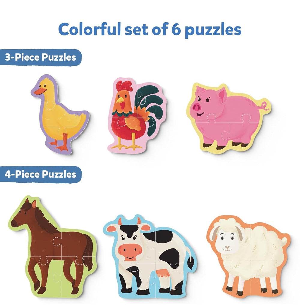 My First Puzzle Set Skillmatics colorful set of 6 animal puzzles including duck, rooster, pig, horse, cow, and sheep
