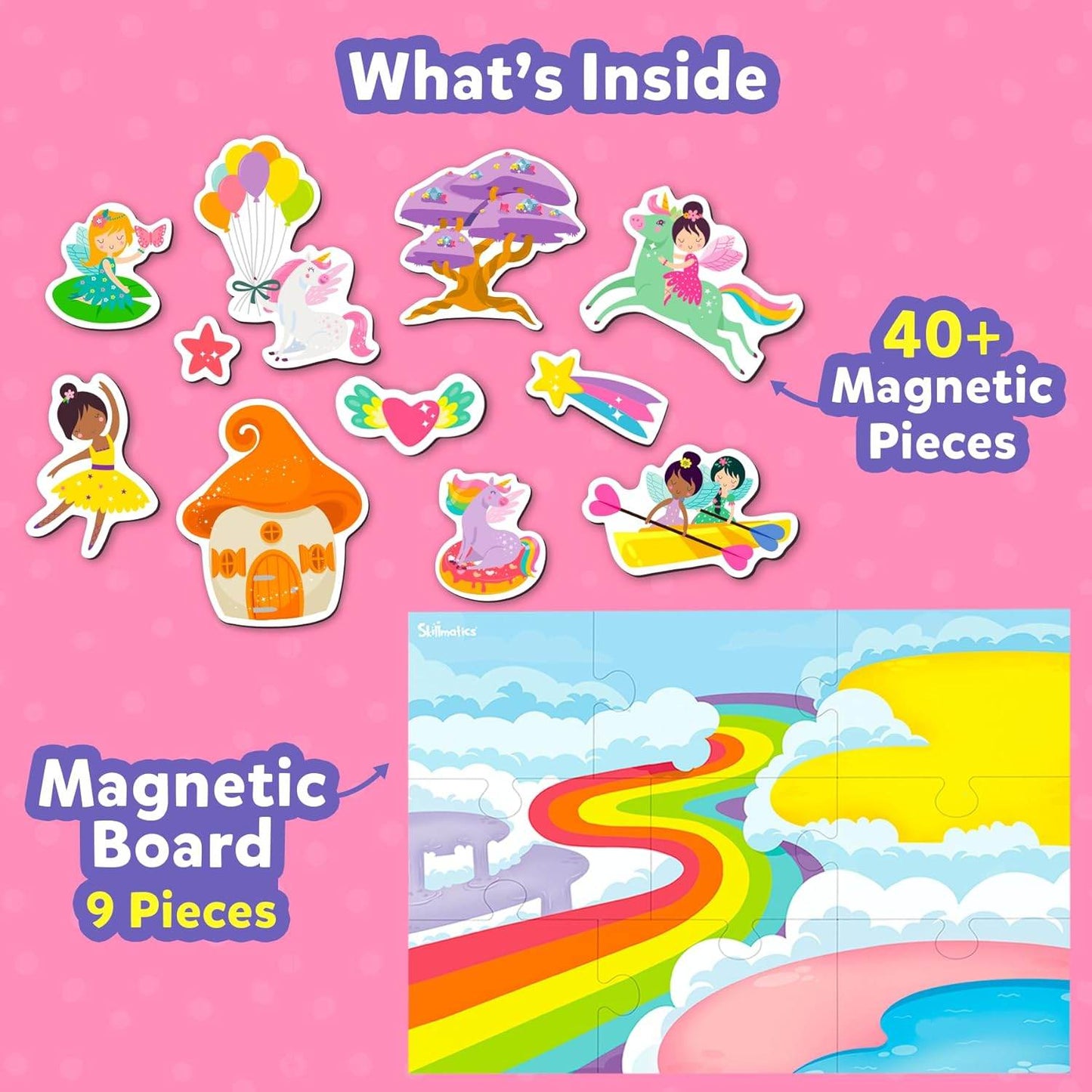 Princess and unicorn toys for toddlers magnetic playset with 40 plus magnetic pieces and colorful board