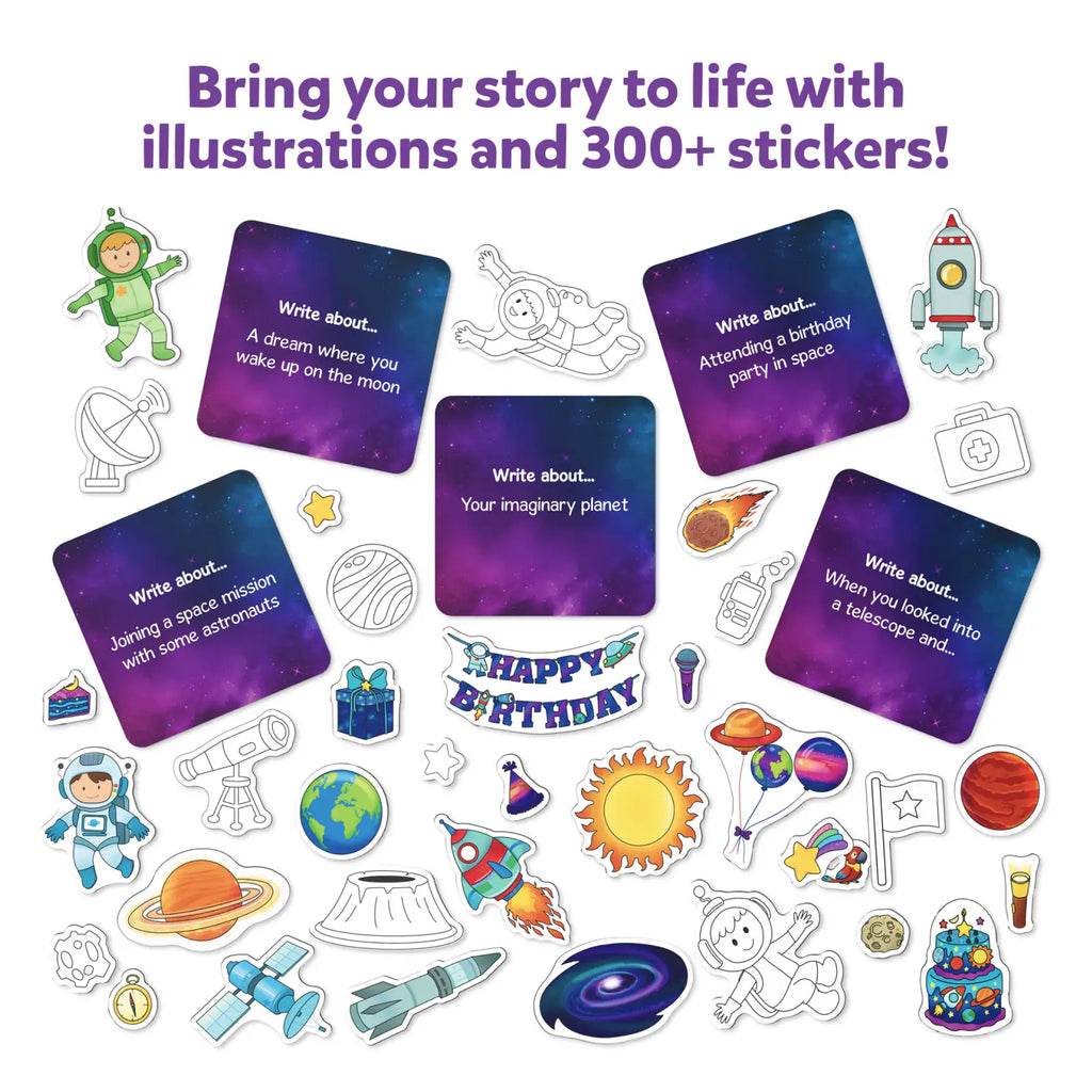 Space art kit for kids with 300 plus stickers including astronauts planets rockets and birthday themes