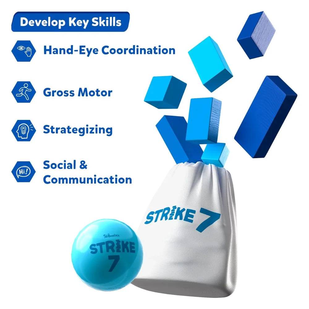 Skillmatics Strike 7 Outdoor Game - Aim, Dodge, And Stack To Victory, Fun For The Whole Family, Great Gift For Ages 6 And Up, Multicolor, Kids - T-Rex the toyland Sitamarhi