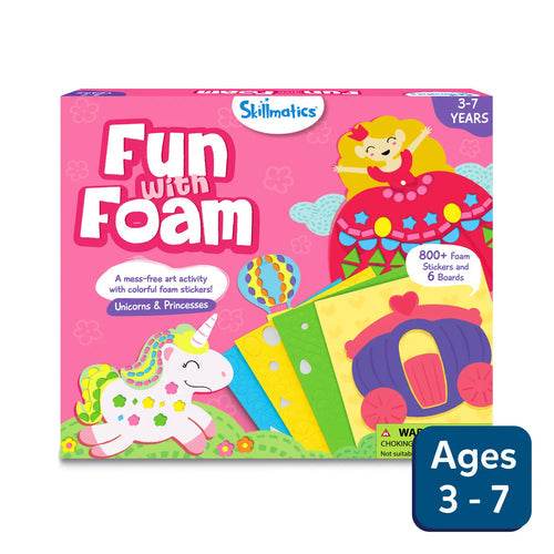 Fun with foam unicorn and princess 3D craft set for kids ages 3 to 7 with colorful foam stickers