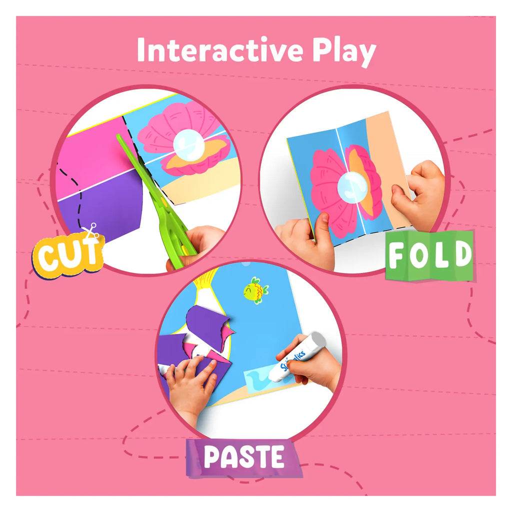 Unicorn and princess activity set showing interactive play with cutting folding and pasting paper craft