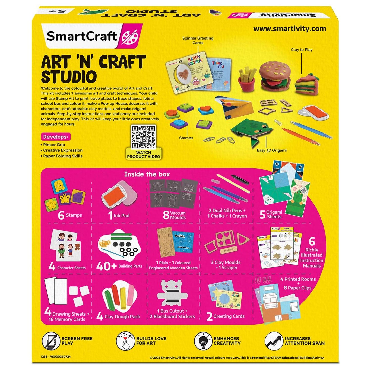 SmartCraft Art N Craft Studio art and craft kit for girls with stamps clay and origami supplies