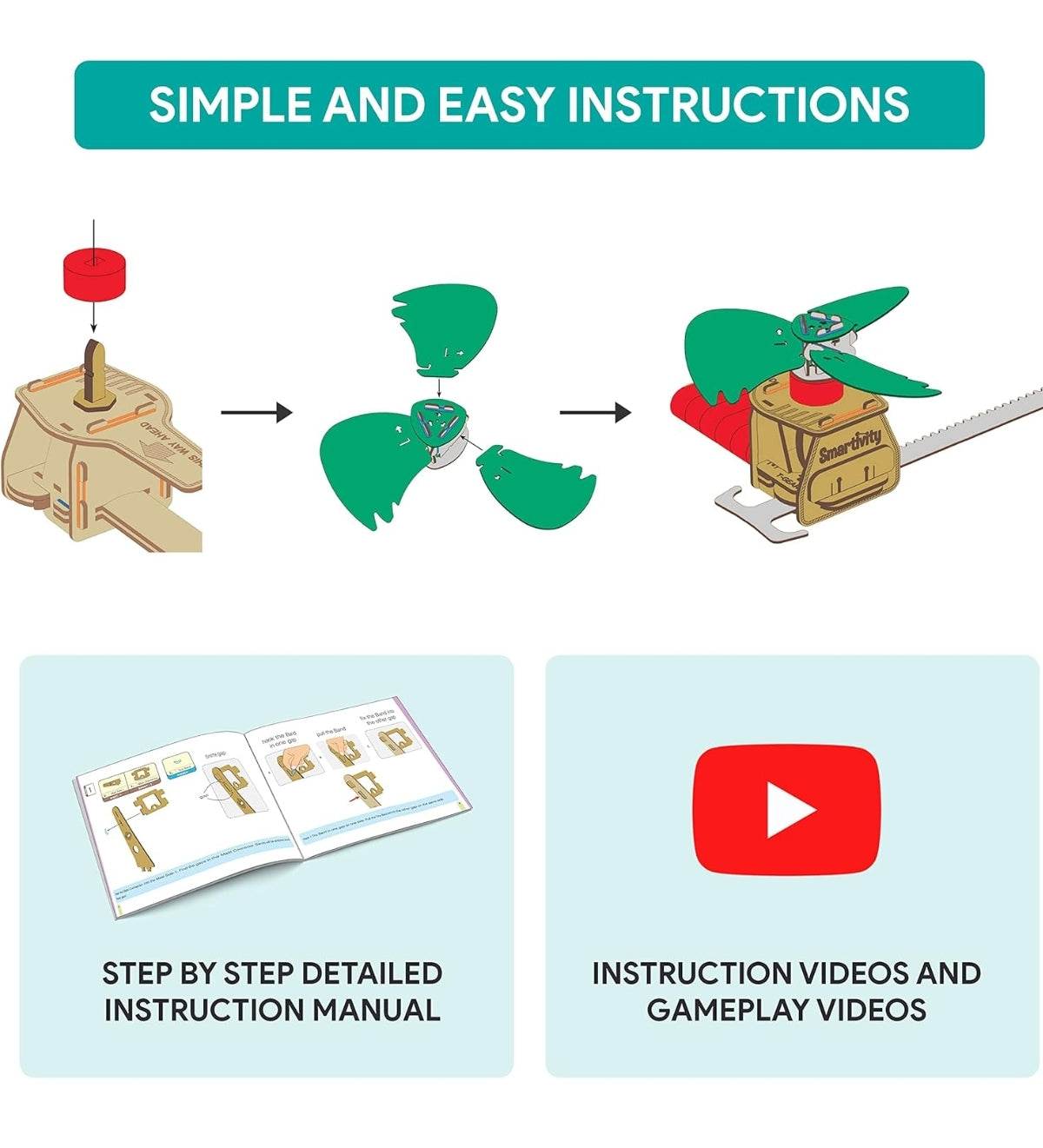 Instructions for assembling the DIY flying machine kit for children with manual and video guidance