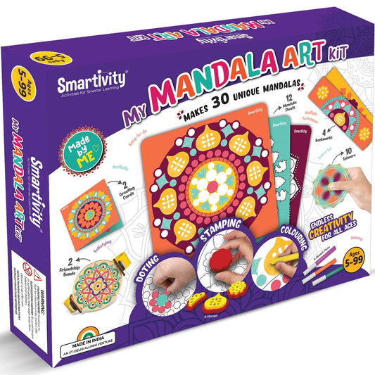 Mandala art kit for kids by T-Rex the toyland with stamping, dotting, and coloring activities ages 5 to 99
