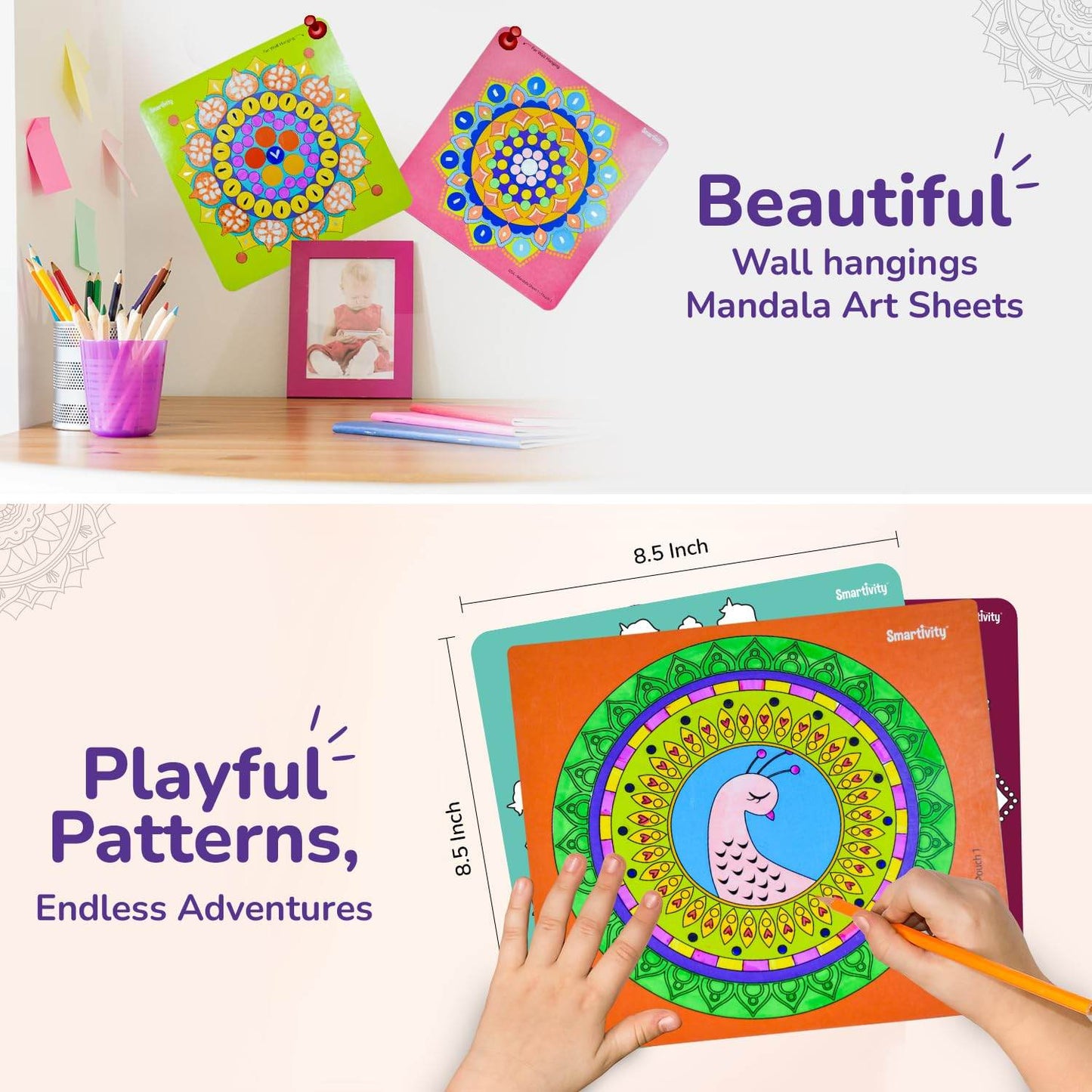 Mandala art kit for kids with colorful mandala art sheets and playful patterns for creative fun