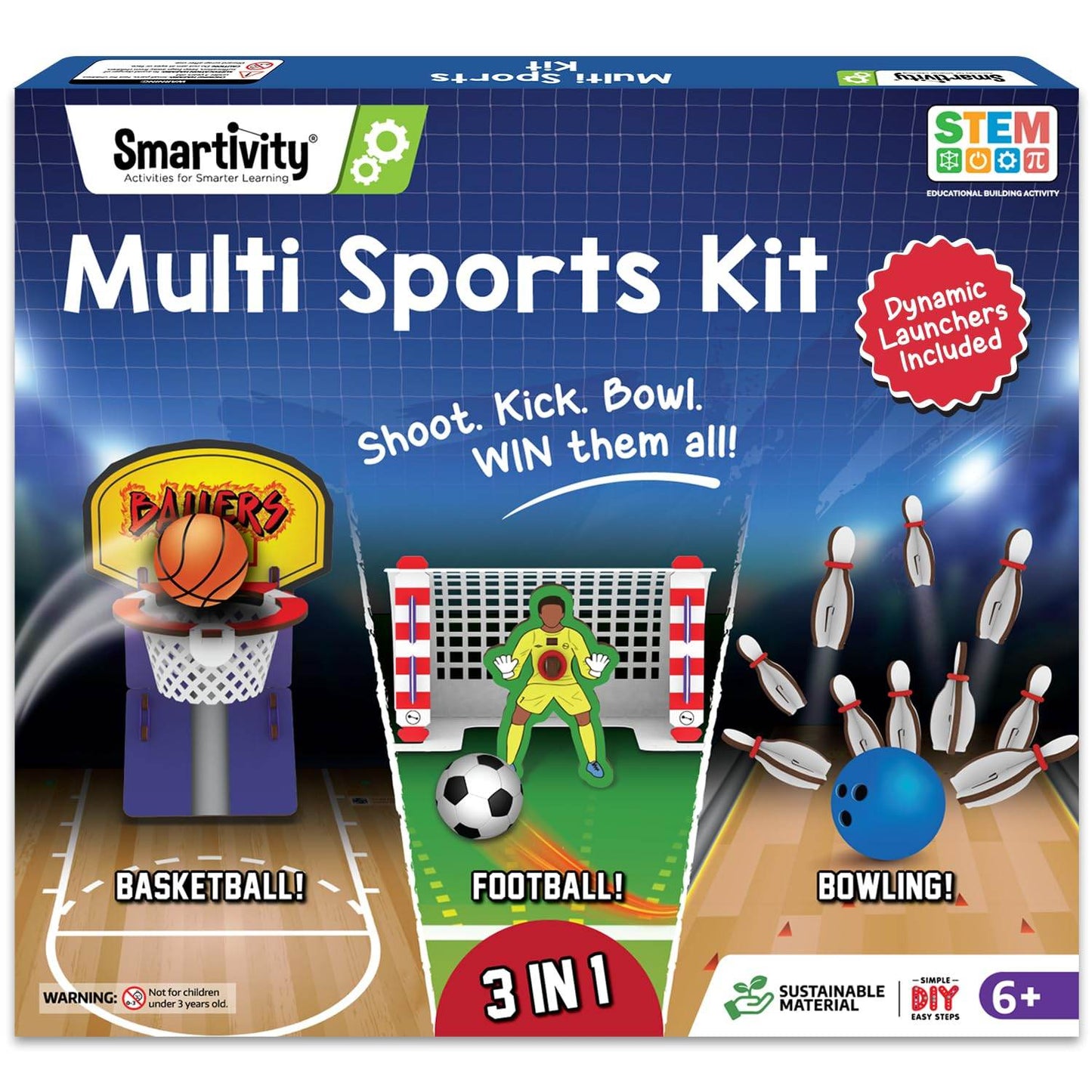 Smartivity Multi sports kit for kids with basketball, football, and bowling games for ages 6 and up