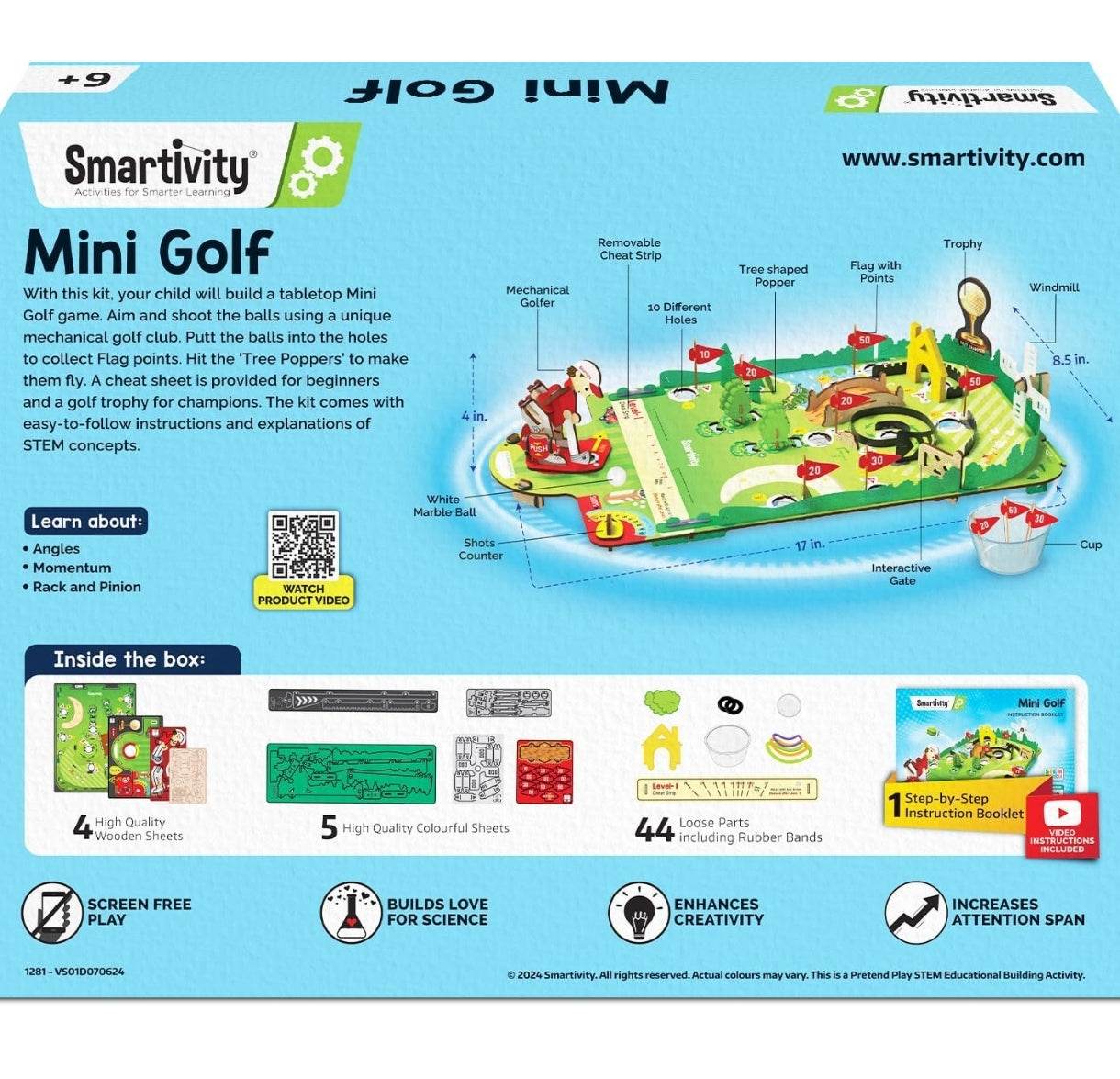 STEM golf game for kids Mini Golf kit by Smartivity with mechanical golf club and interactive playset