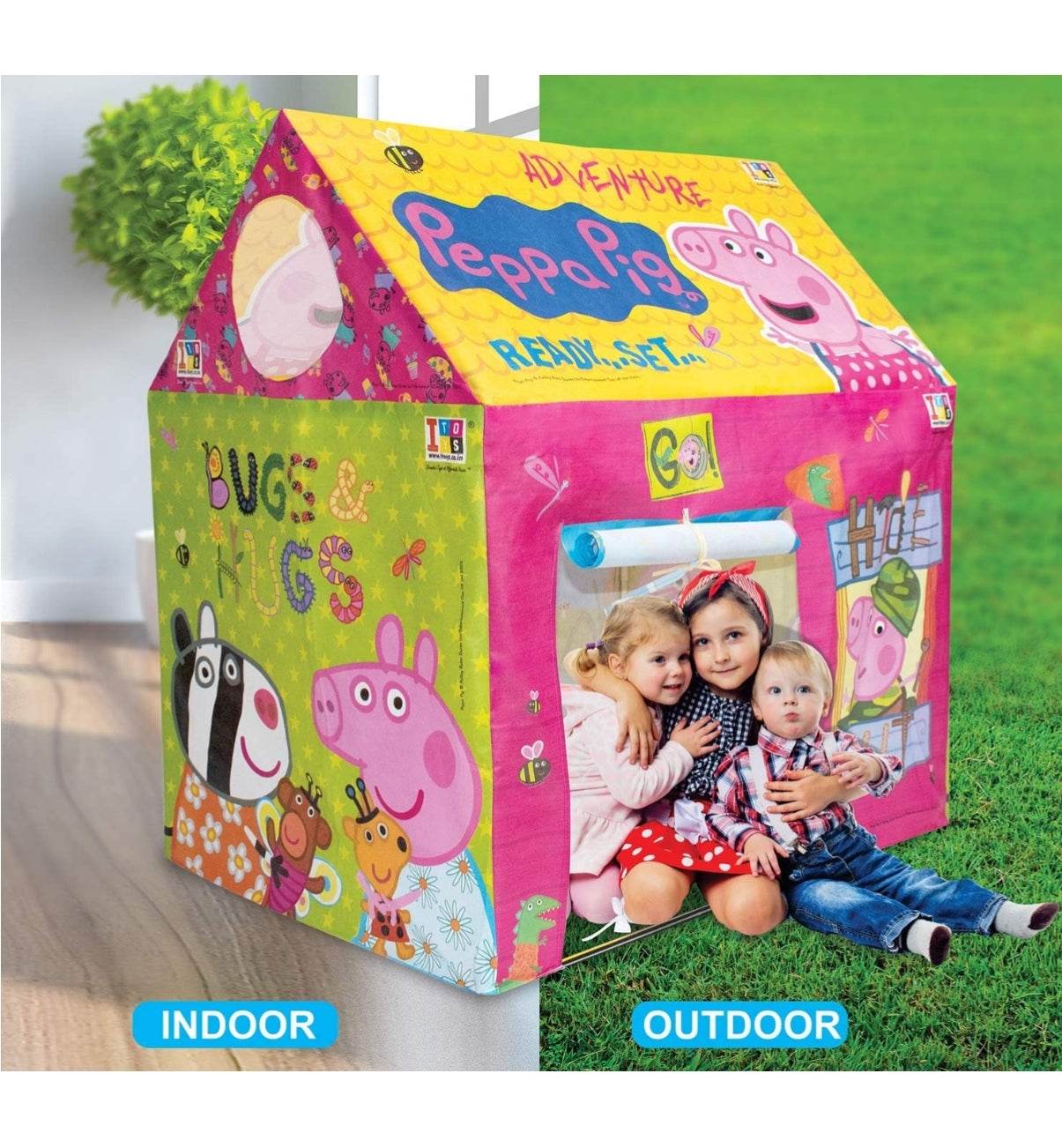 Tent for Kids|Peppa theme|for boys and girls|BIS approved| Outdoor and Indoor| Age group 2 years+ - T-Rex the toyland Sitamarhi