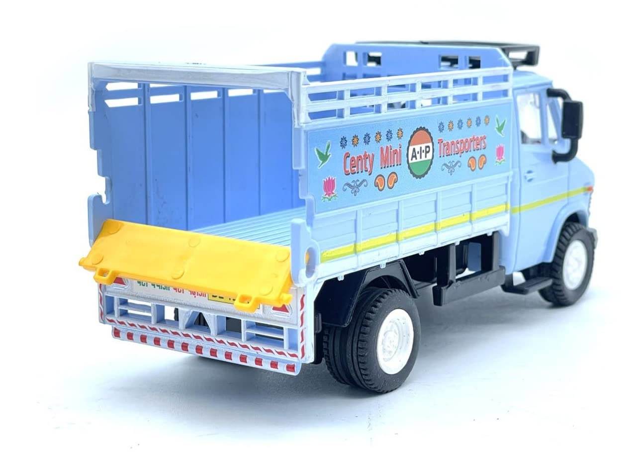 Blue plastic truck toy for kids with open cargo bed and detailed body design