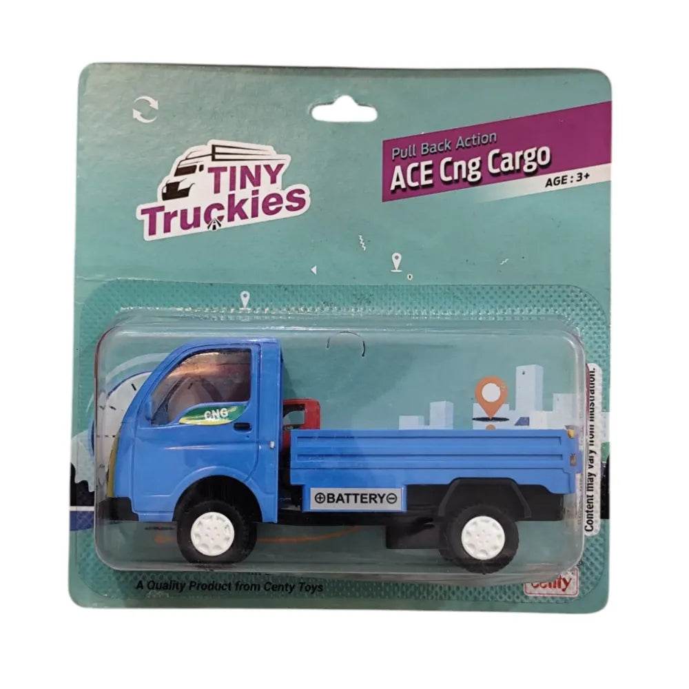 Tata Ace toy truck blue pull back action ACE Cng Cargo model by Tiny Truckies in packaging