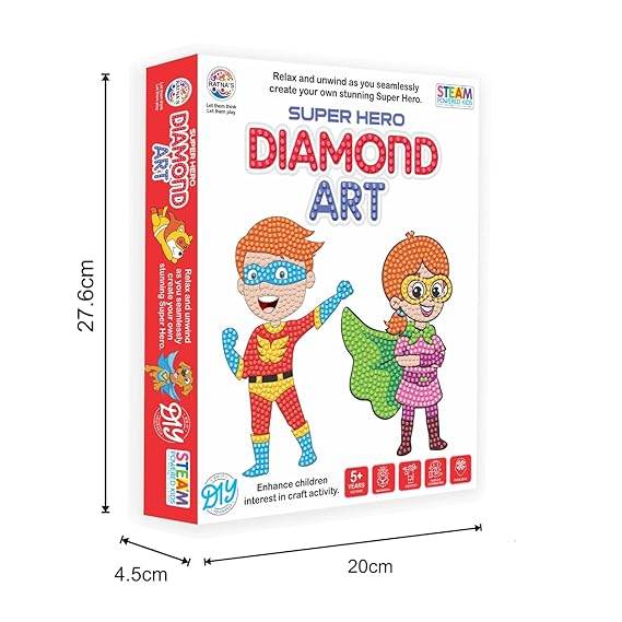 Toy Mall Superhero Diamond Art Kit for Kids – Easy-to-Use Craft Kit with Vibrant Diamond Colors, Endless Creative Possibilities (5 Years) - T-Rex the toyland Sitamarhi