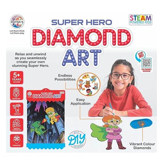 Toy Mall Superhero Diamond Art Kit for Kids – Easy-to-Use Craft Kit with Vibrant Diamond Colors, Endless Creative Possibilities (5 Years) - T-Rex the toyland Sitamarhi