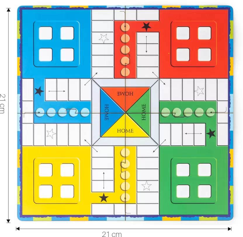 Colorful pocket ludo travel game board by T-Rex the toyland Sitamarhi measuring 21 cm square
