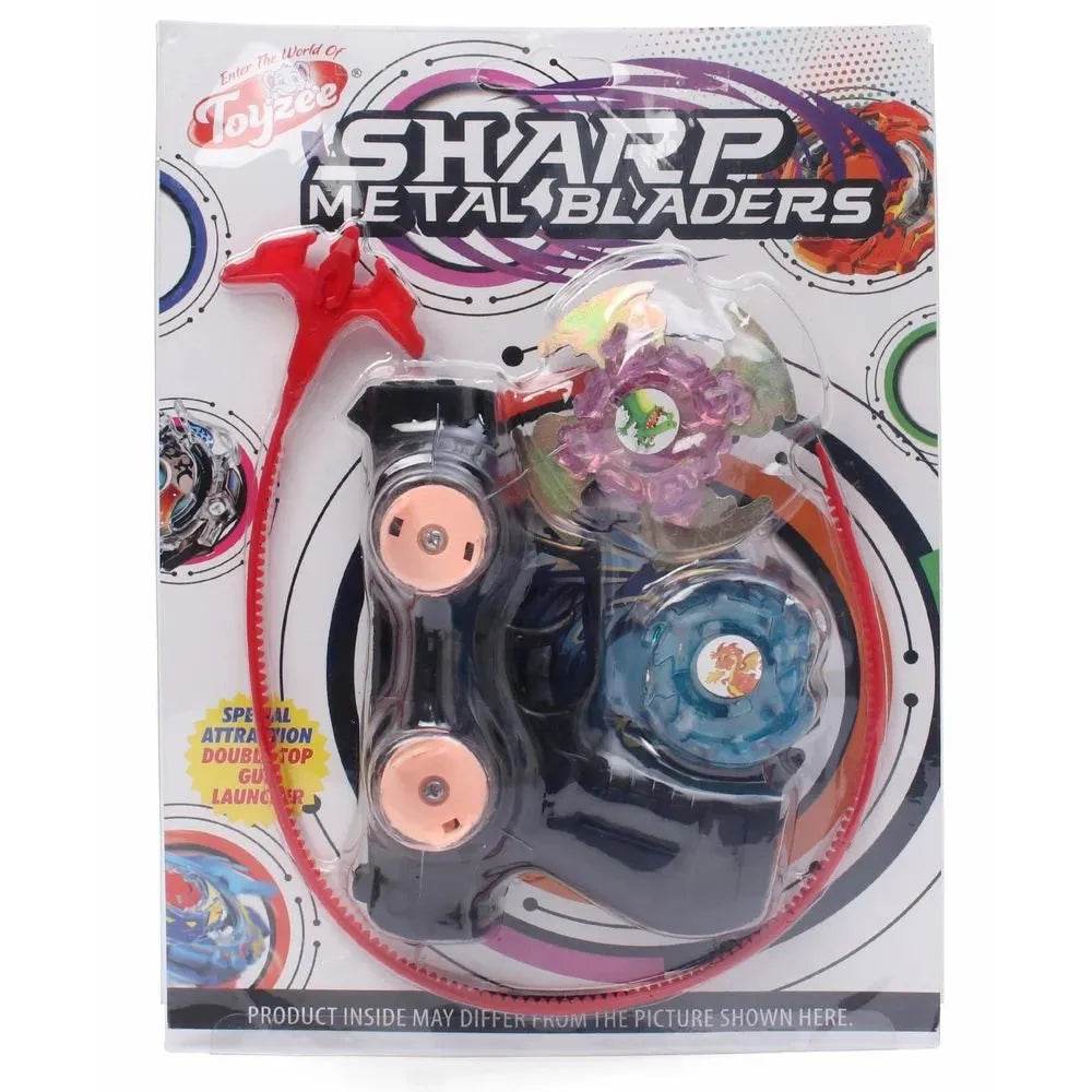 Sharp metal bladers spinning toy set with launcher and double loop for kids by T-Rex the toyland Sitamarhi