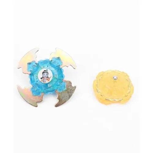 Metal bladers spinning toy with blue center and yellow spinner from T-Rex the toyland Sitamarhi