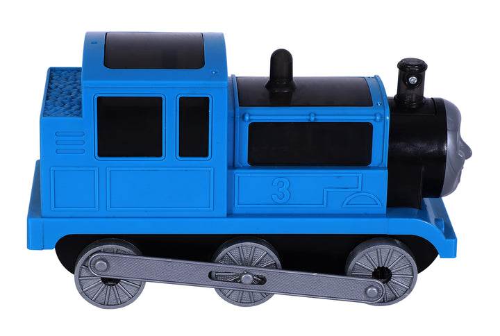 Toyzone blue musical bump and go toy train for toddlers with black details and wheels