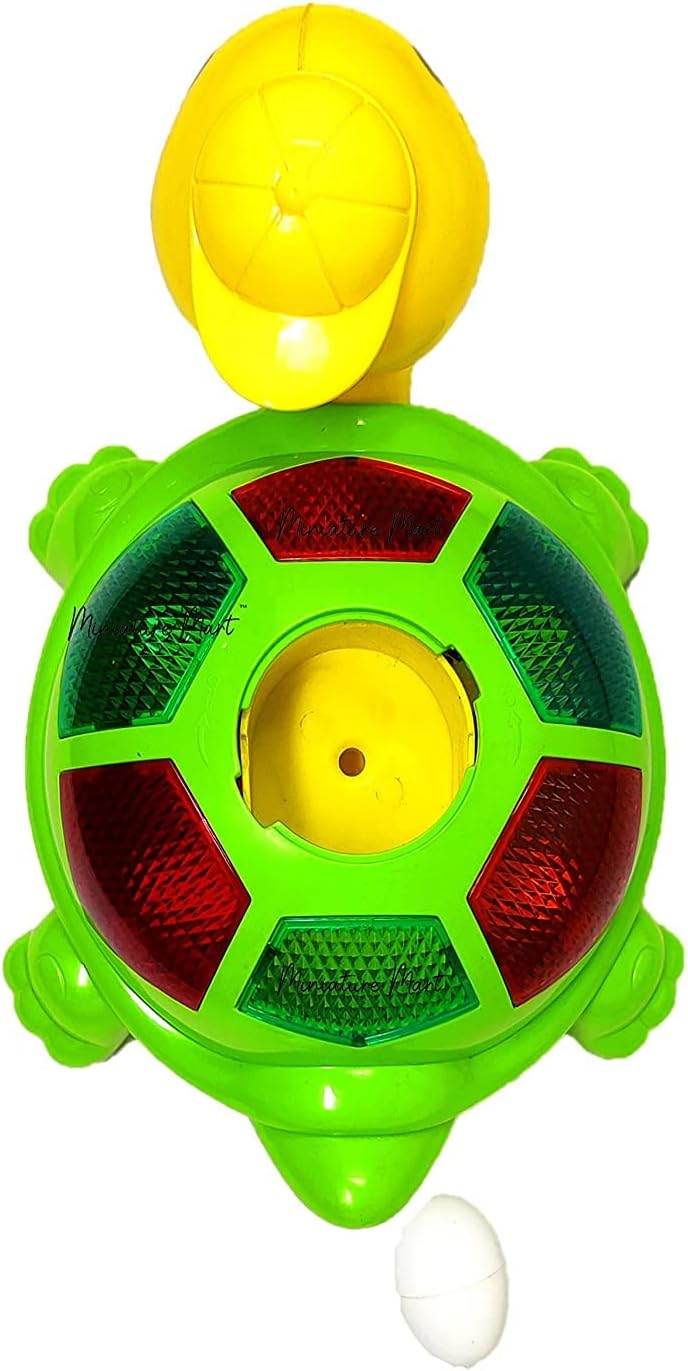 Toyzone musical bump n go turtle toy for kids in green and yellow with colorful shell lights