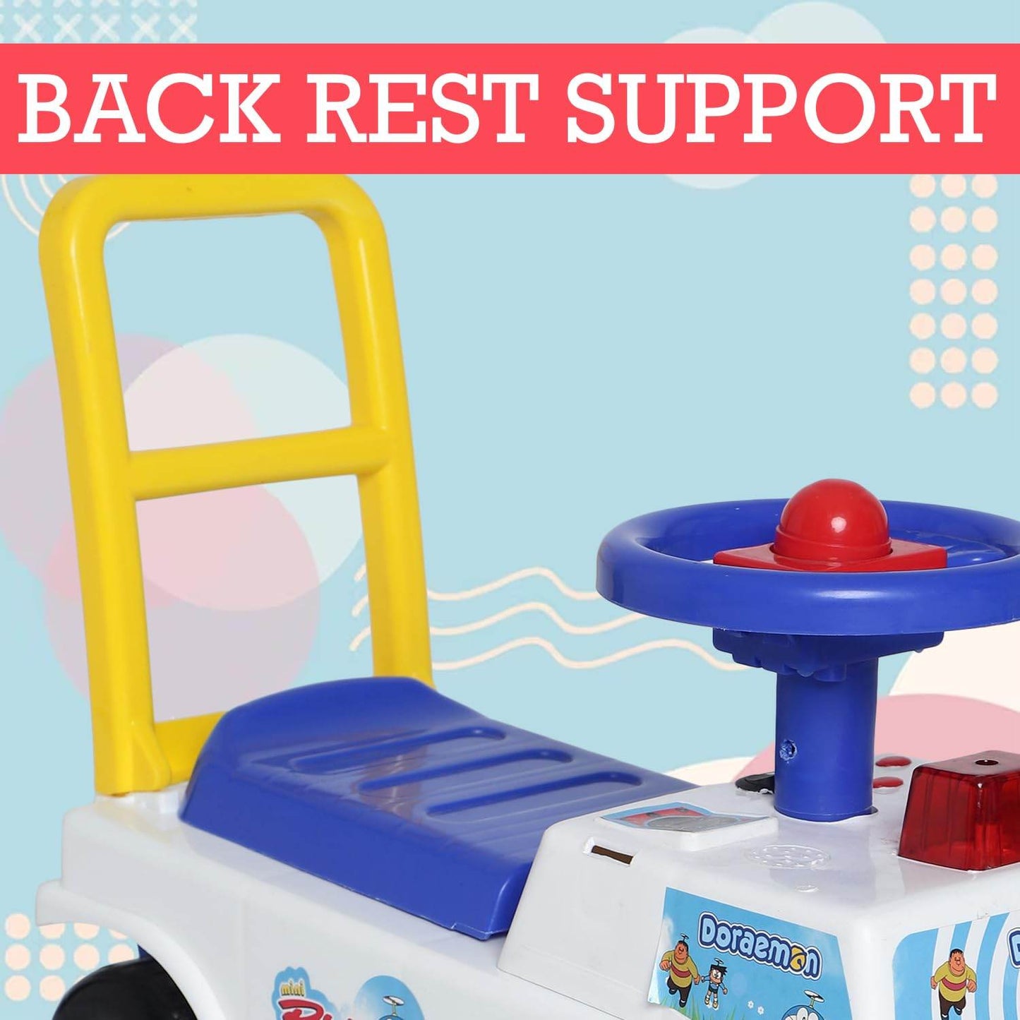 Toyzone Doraemon Mini Ride On-53217 | Baby Car | Kids Car | Toy Car| Push Car| Storage and Backrest | Swing Car| Ride on Car with Music & Horn - T-Rex the toyland Sitamarhi