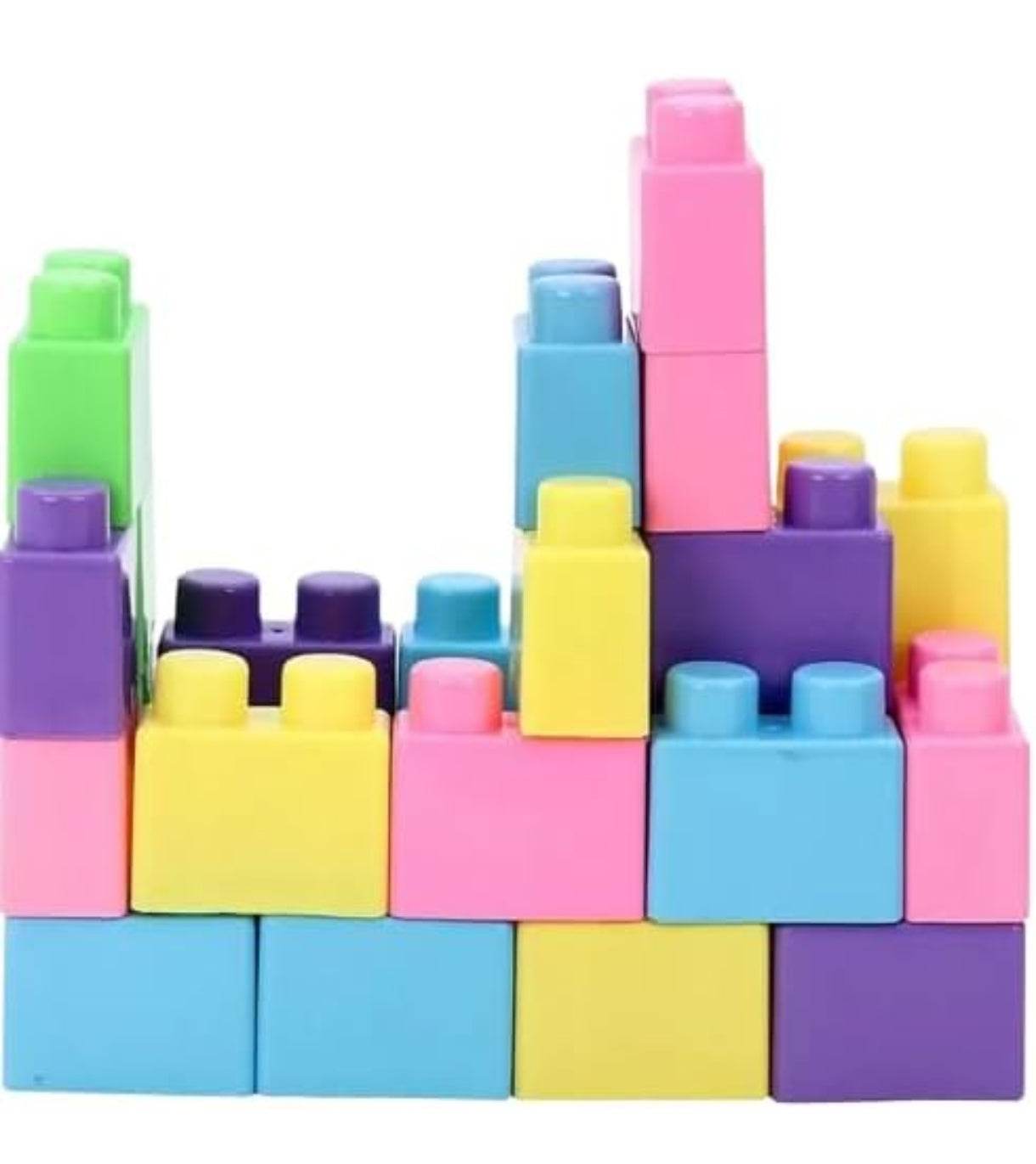 Colorful Unicorn building blocks set with pastel pink, blue, yellow, green, and purple pieces for creative play