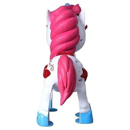White unicorn toy with pink mane and tail for imaginative play, suitable for ages 3 and up